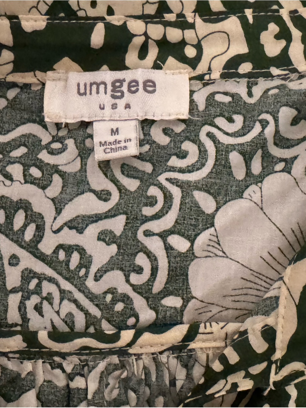 Umgee Green & White Paisley Floral 100% Cotton Midi Maxi Dress Size Medium Boho - Picture 4 of 5